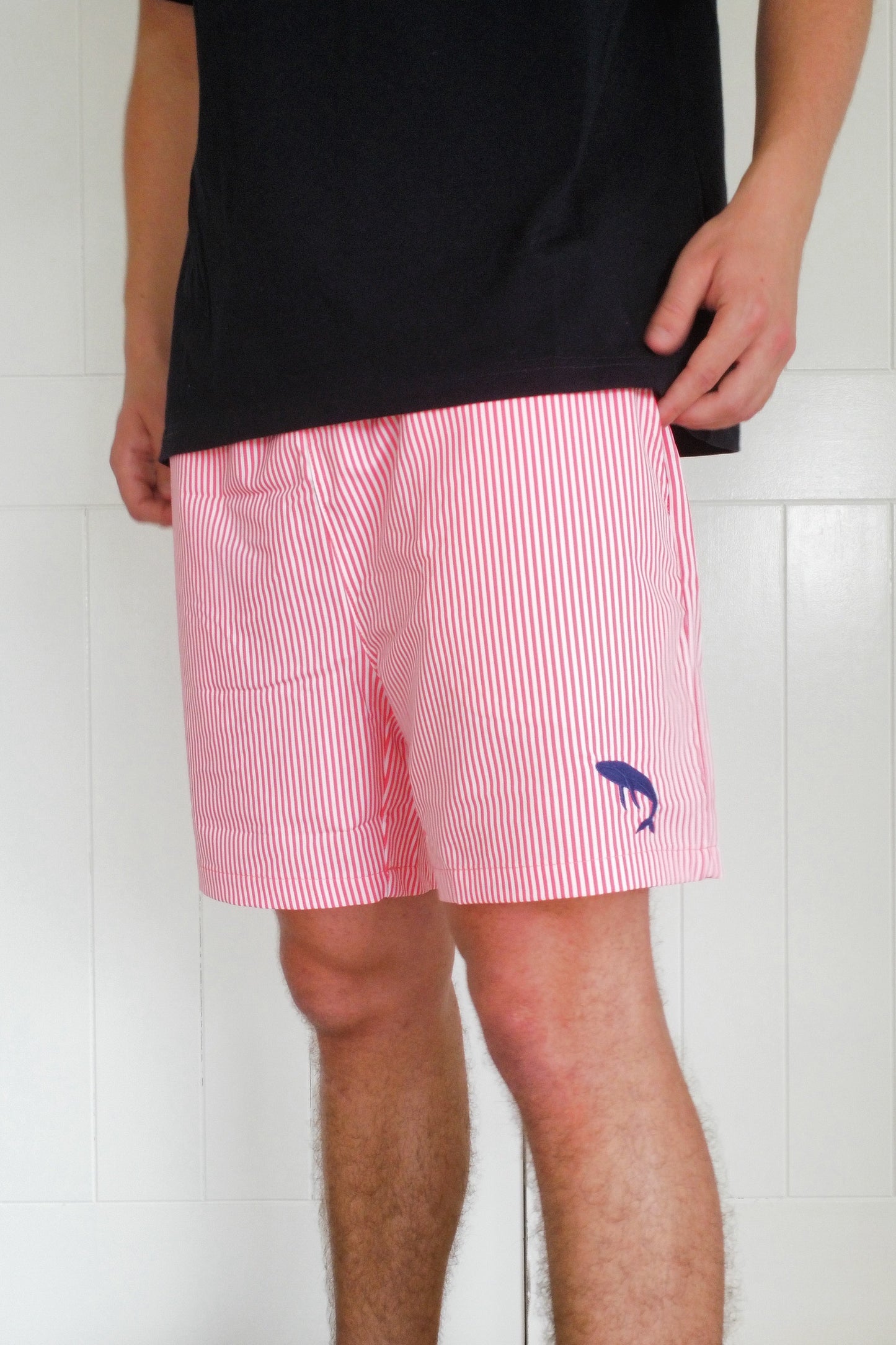 Red Pinstripe Swim Short