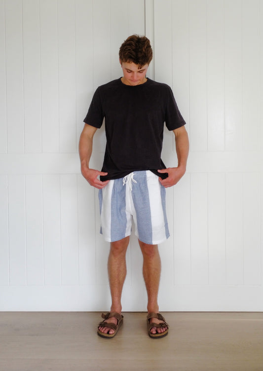 Blue Stripe Towel Short