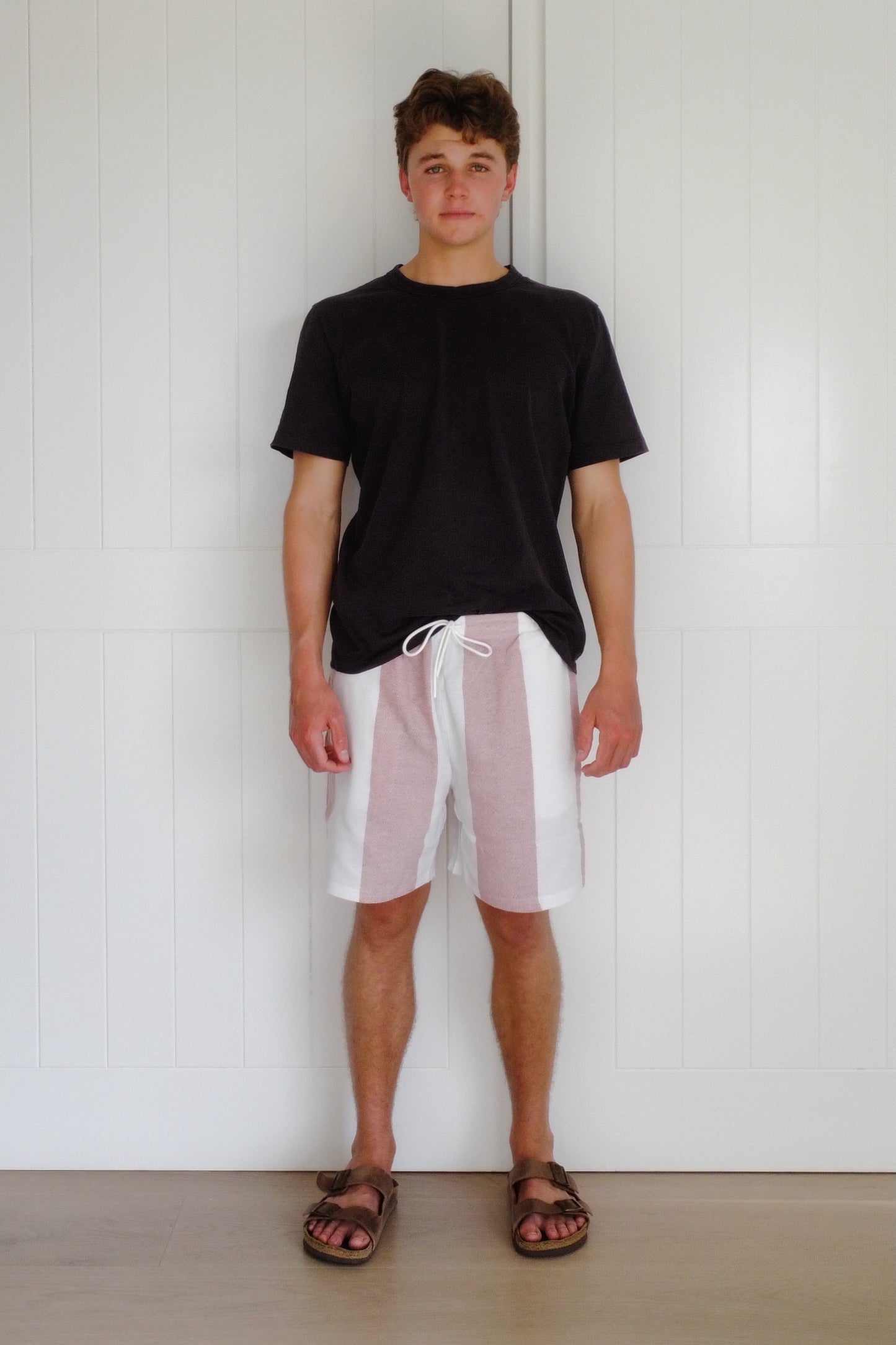 Coral Stripe Towel Short