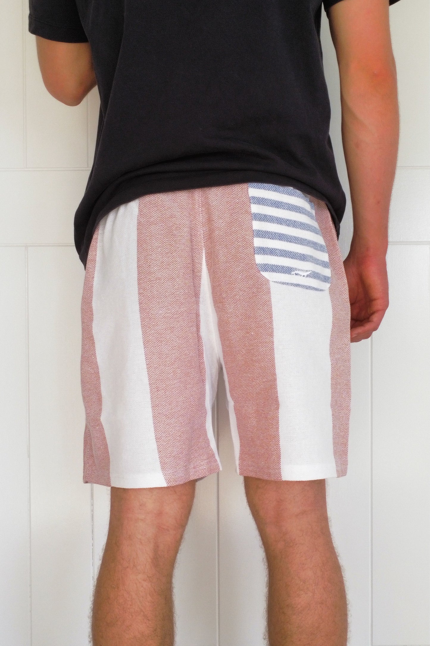 Coral Stripe Towel Short
