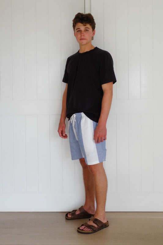 Blue Stripe Towel Short