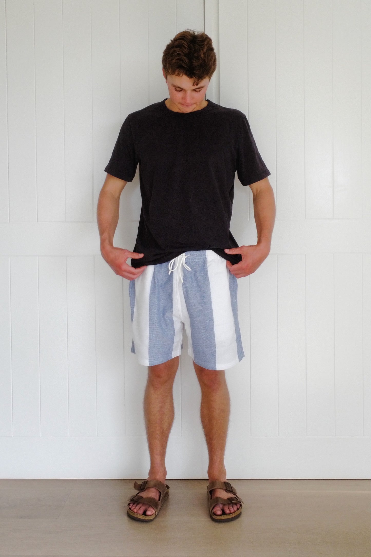 Blue Stripe Towel Short