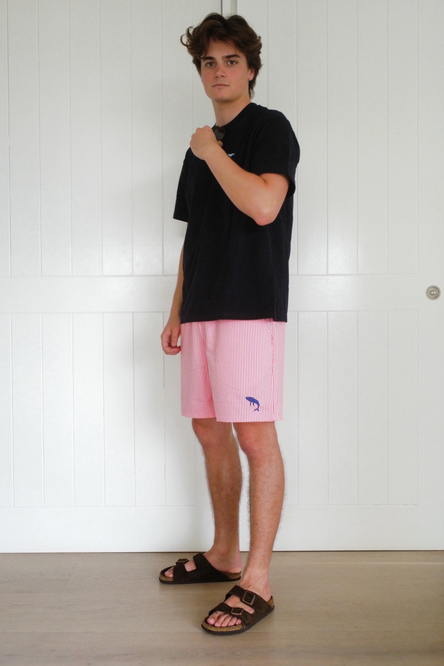 Red Pinstripe Swim Short