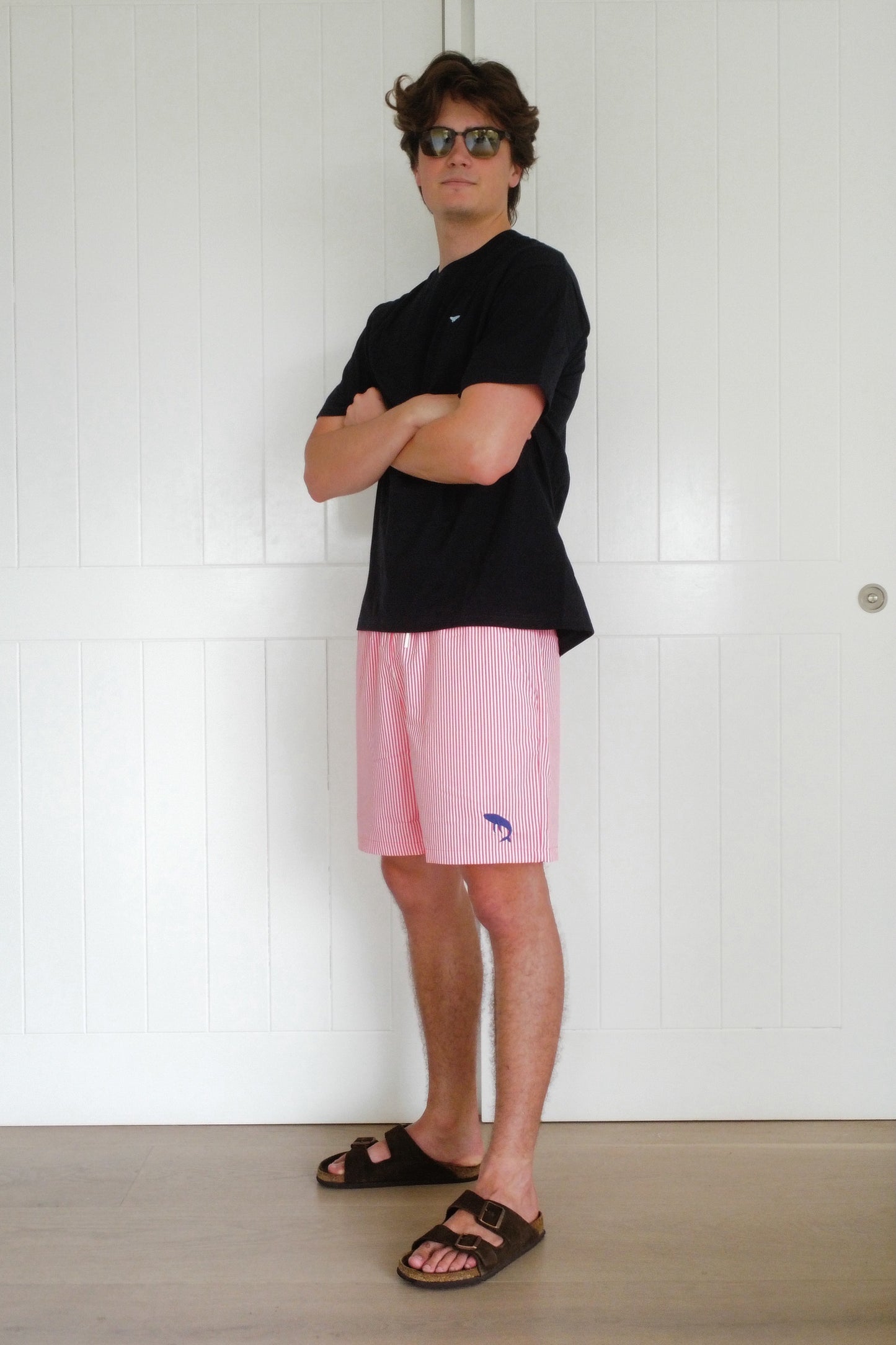 Red Pinstripe Swim Short