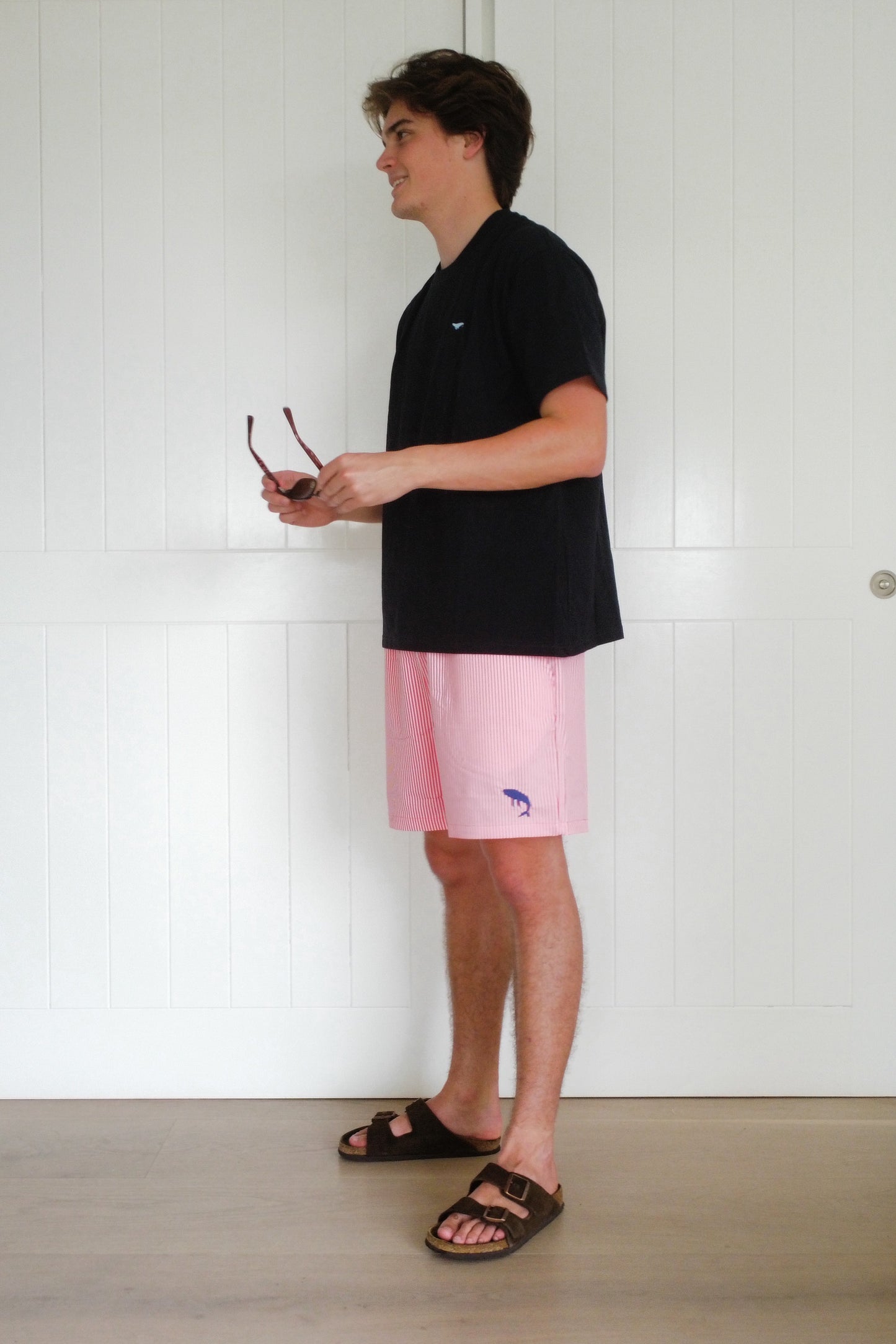 Red Pinstripe Swim Short