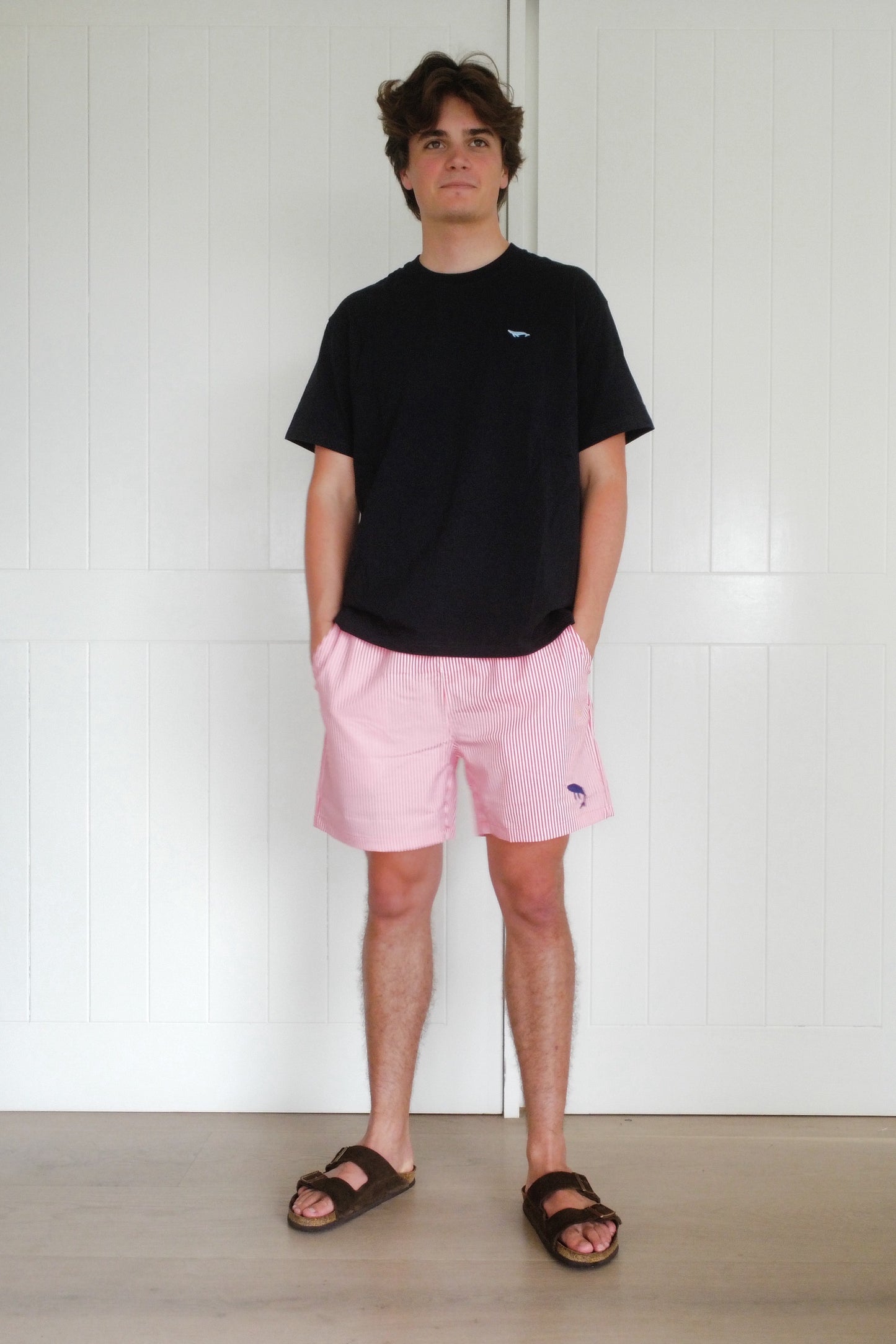 Red Pinstripe Swim Short